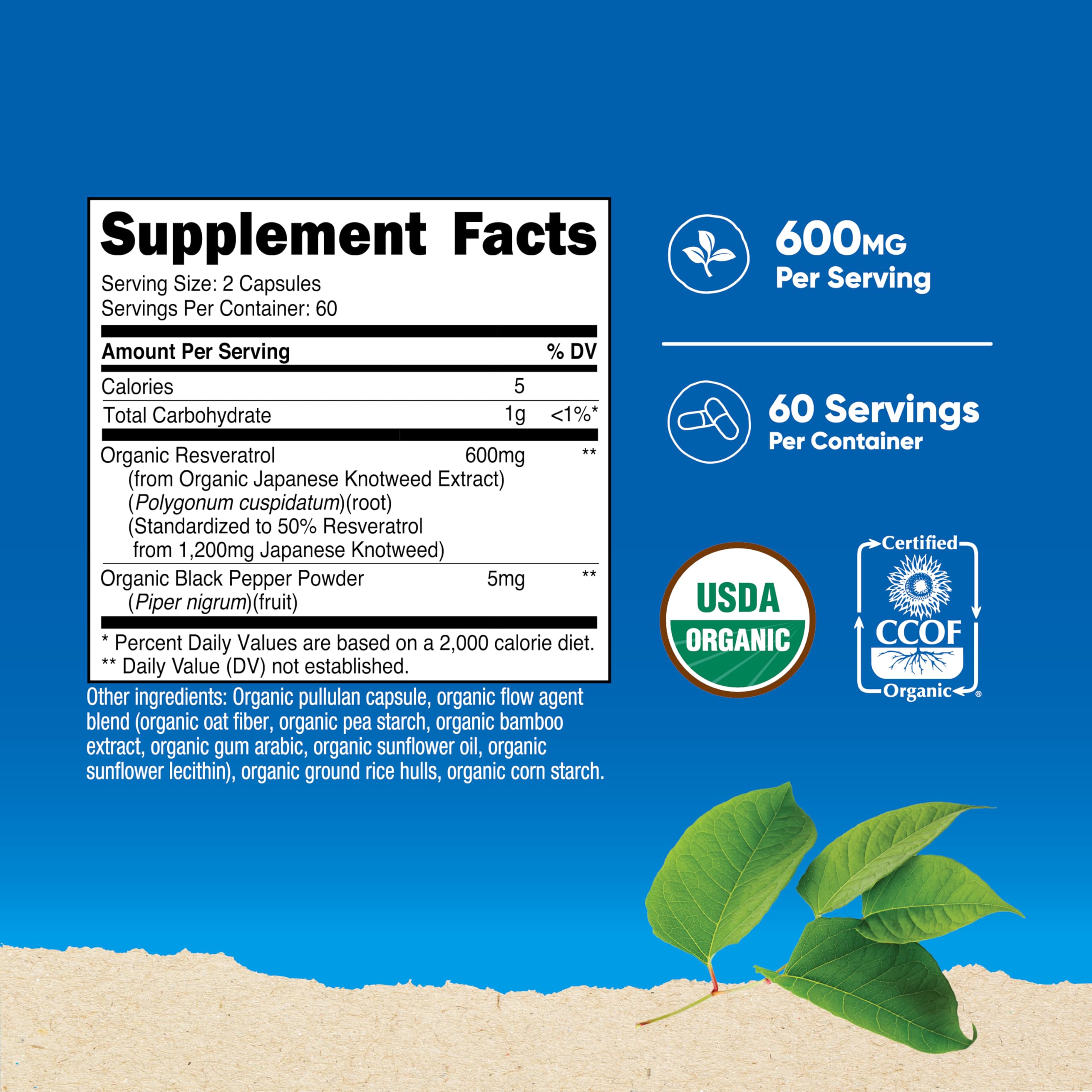 Nutricost résveratrol 600 mg par portion, flacon pratique pour routine quotidienne