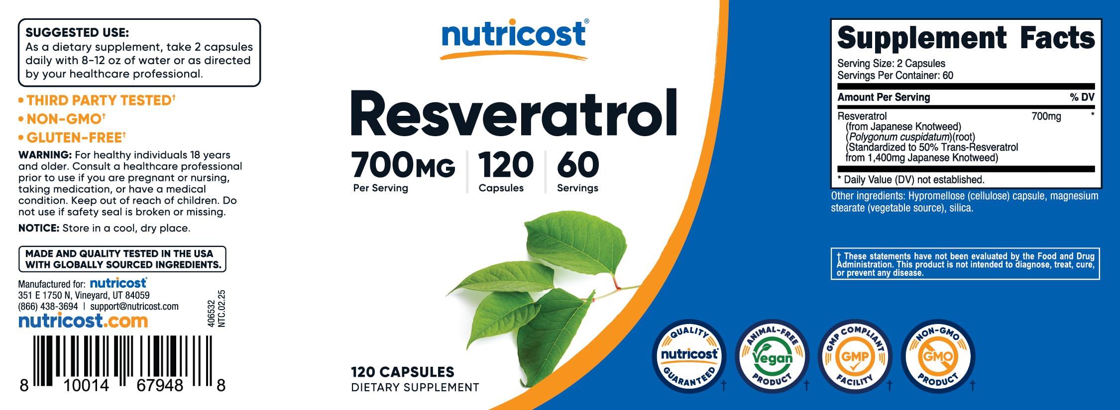 Nutricost Resveratrol 700mg – contrôle de qualité et tests tiers
