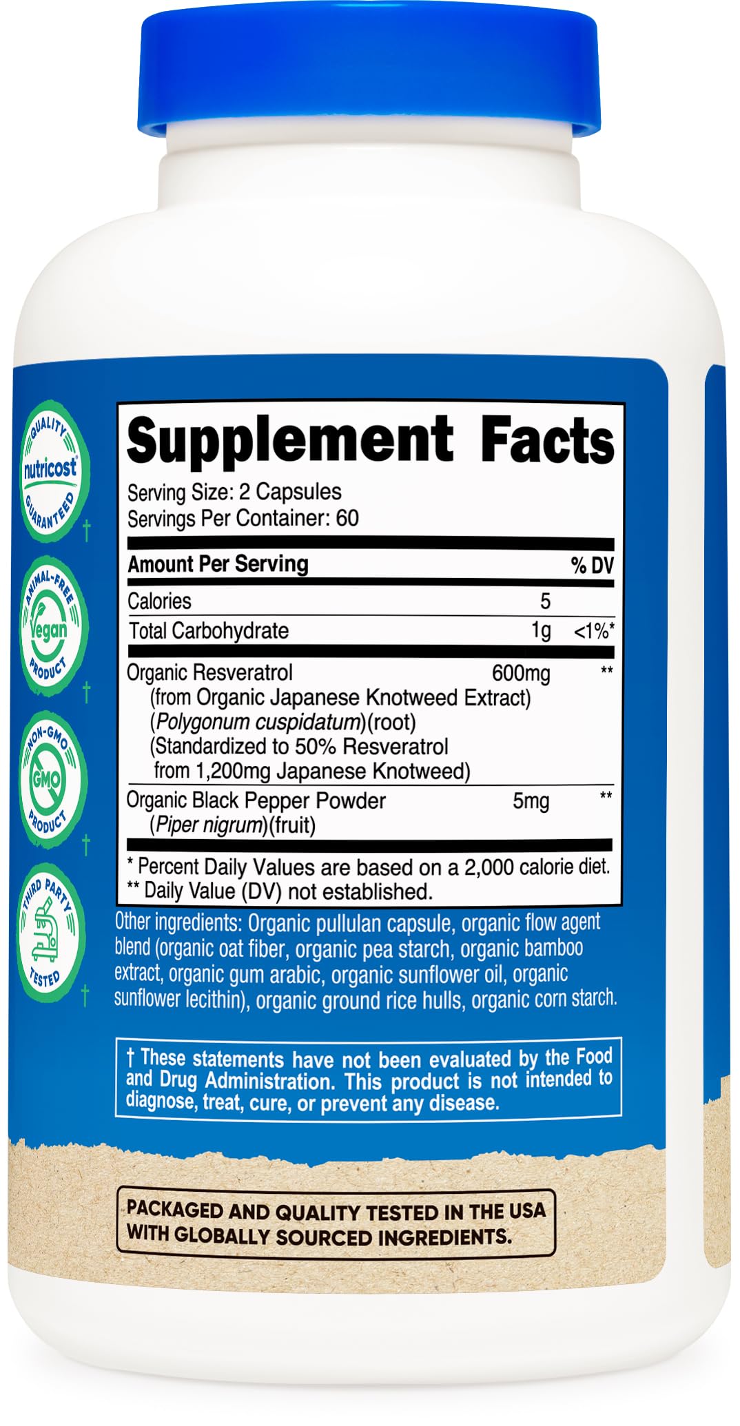 Nutricost résveratrol en capsules, faciles à intégrer à votre routine