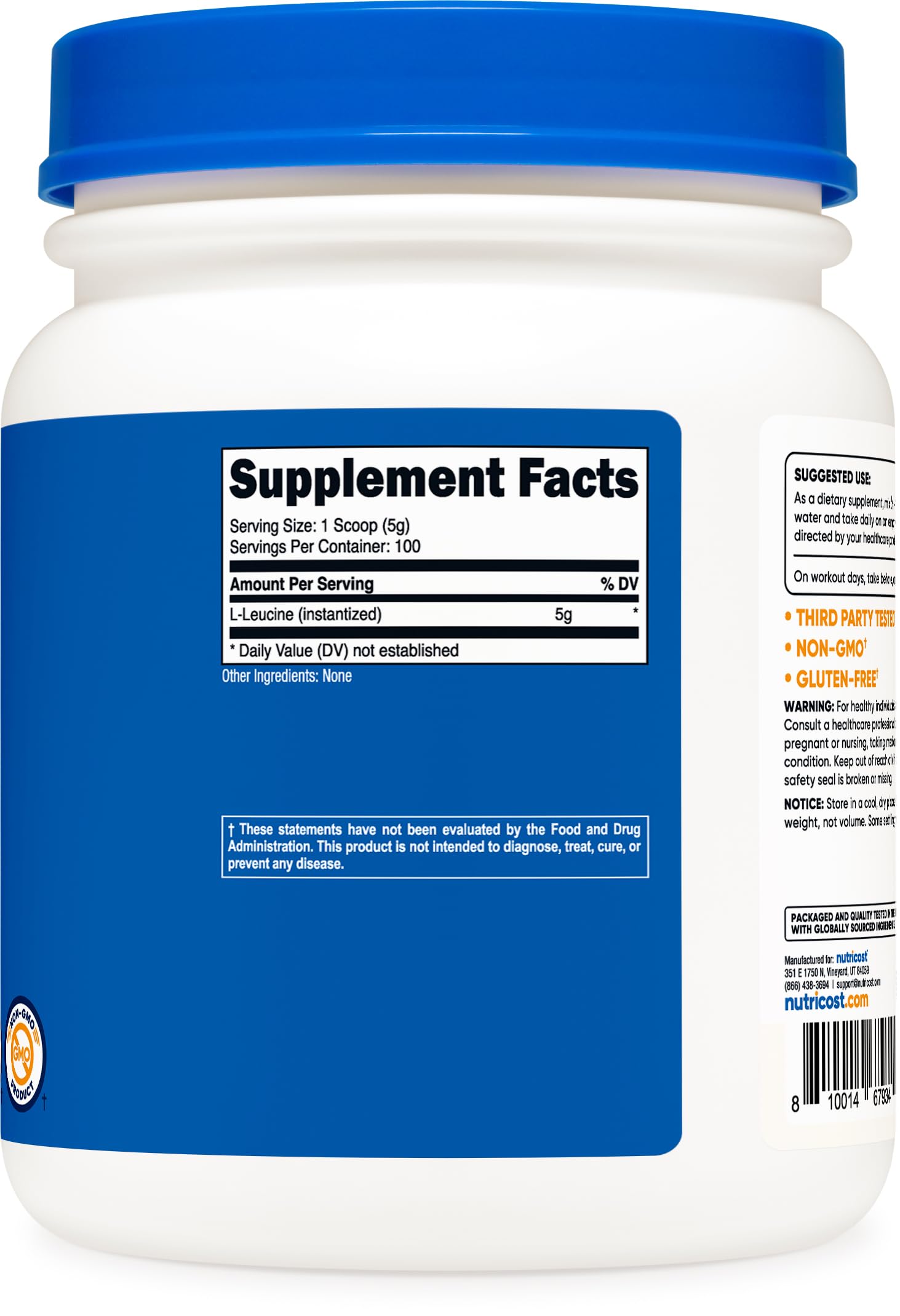 Nutricost Poudre Leucine – dosage facile pour les routines quotidiennes.
