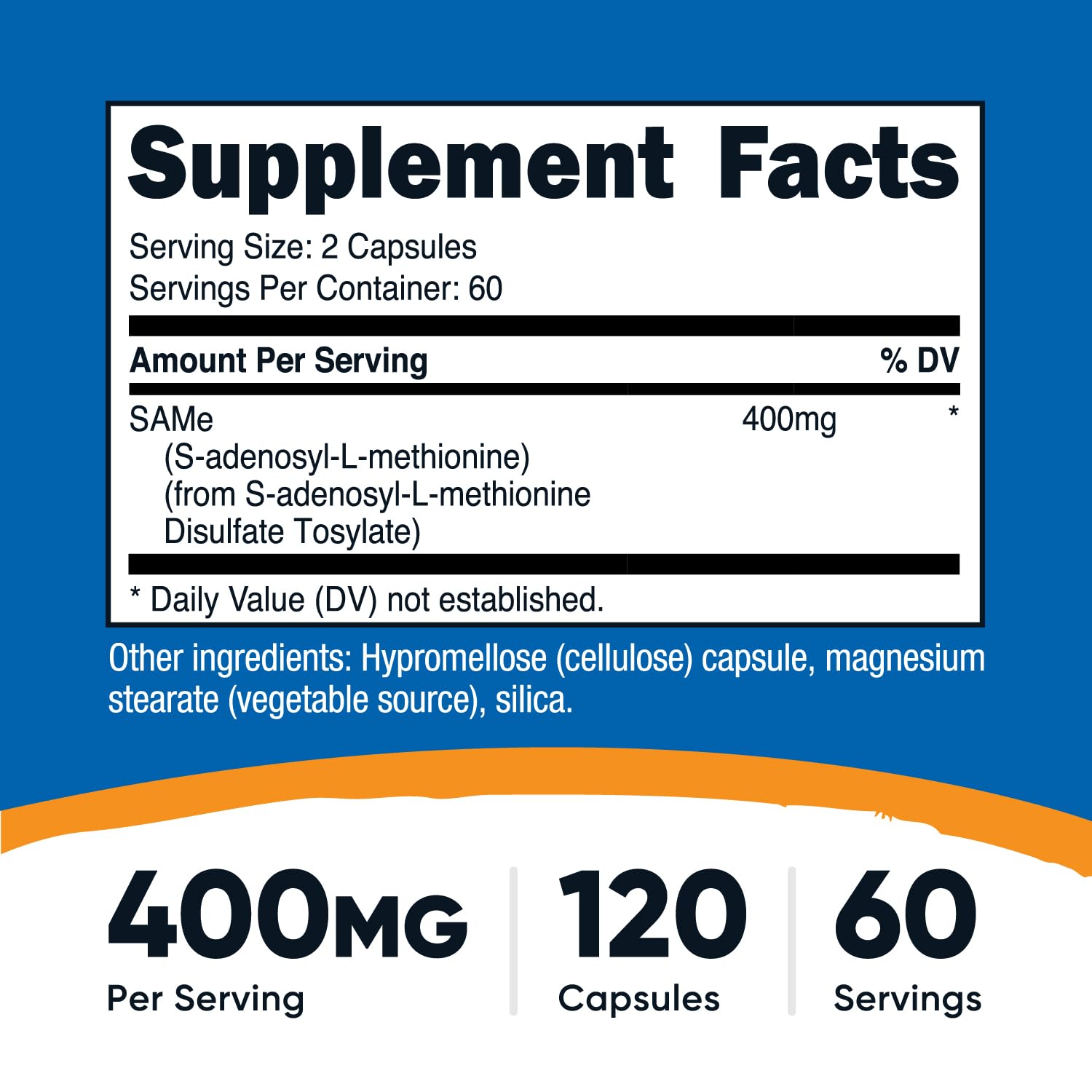 Nutricost SAM-e capsules végétariennes 120, faciles à prendre au quotidien