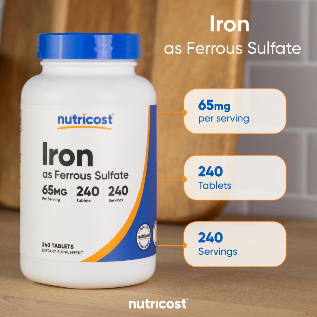 Nutricost sans gluten – sulfate ferreux 65 mg pour cuisine équilibrée.
