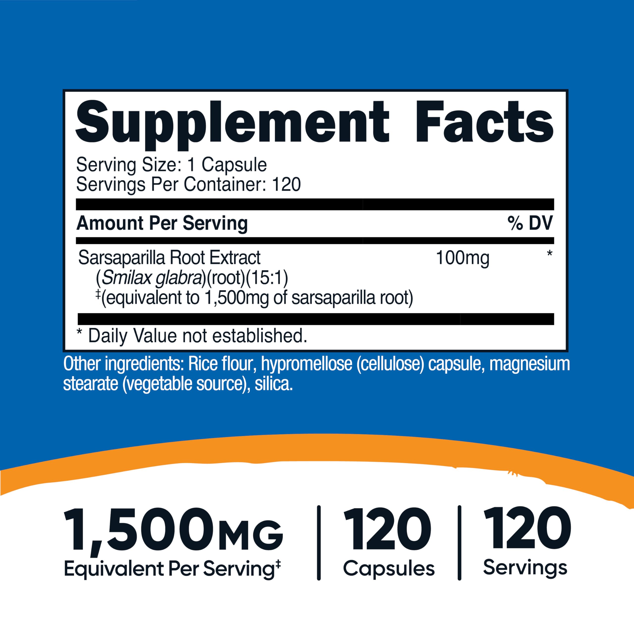 Nutricost Sarsaparille – capsules, forme pratique pour usage quotidien.