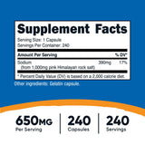 Nutricost capsules sel rose Himalaya – dosage par capsule clairement affiché.