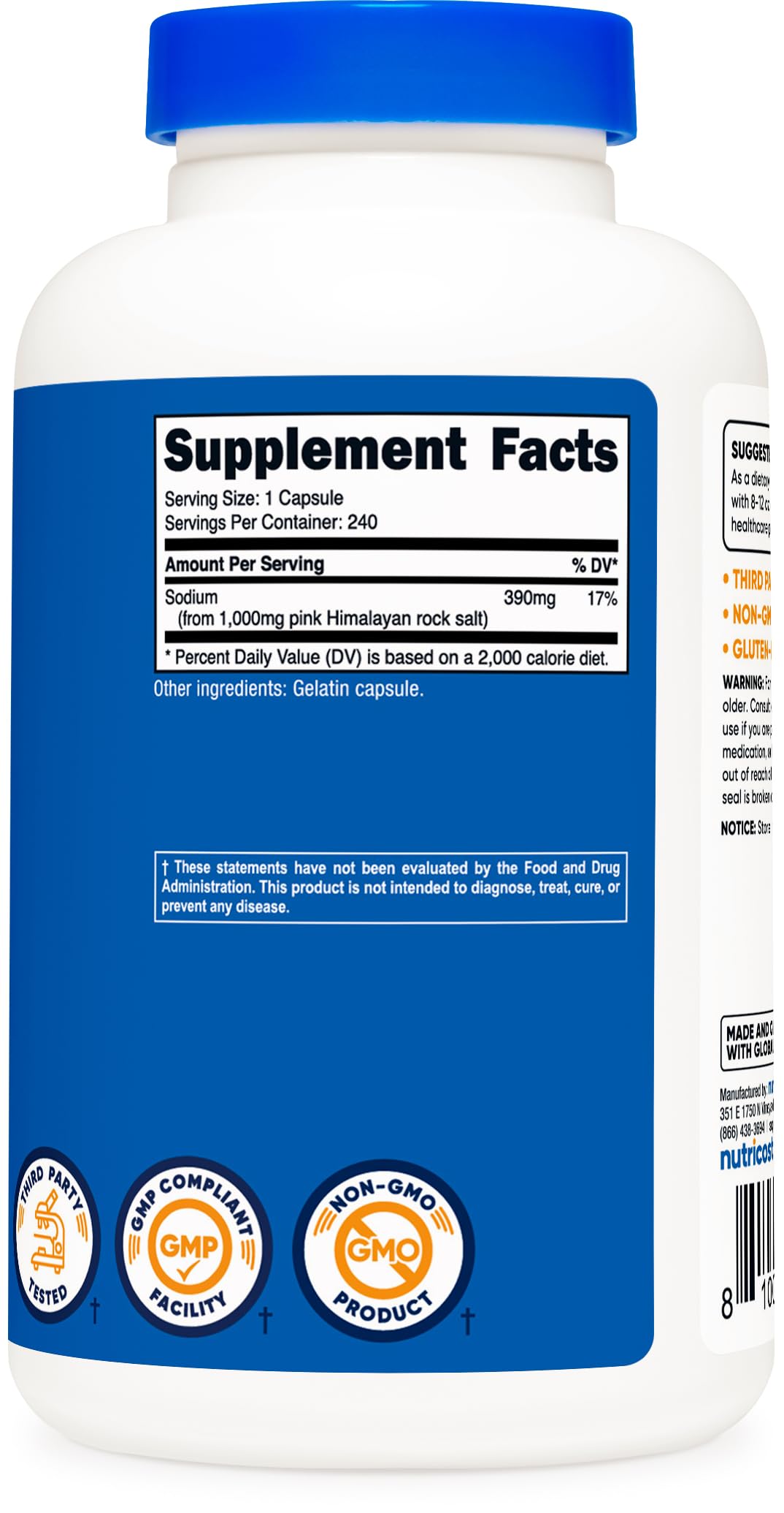 Nutricost capsules sel rose Himalaya – utilisation quotidienne facile.