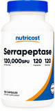 Nutricost Serrapeptase, bouteille de 120 capsules, format pratique pour le quotidien