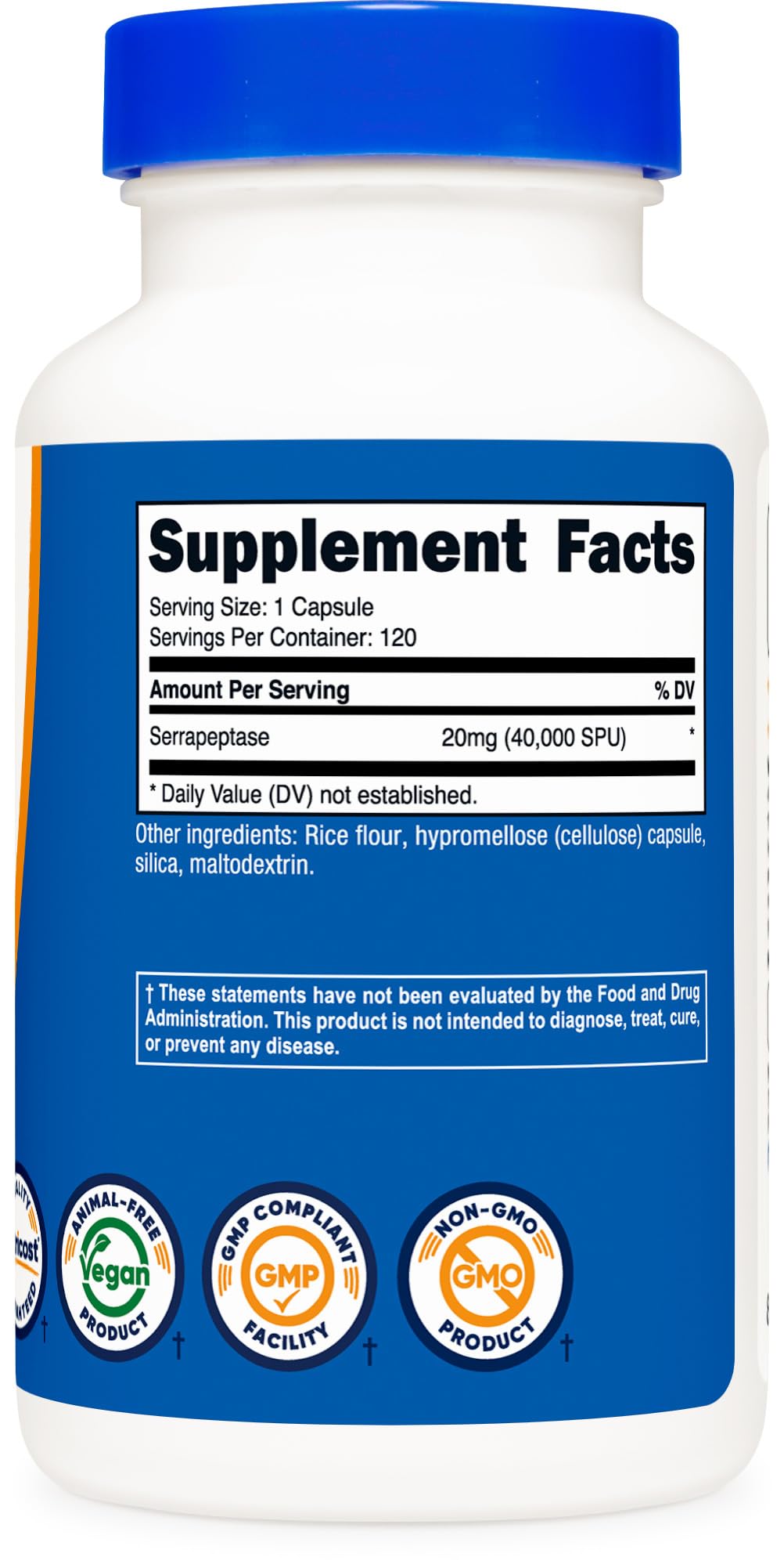 Test ISO sur le lot Nutricost Serrapeptase pour sécurité et qualité.