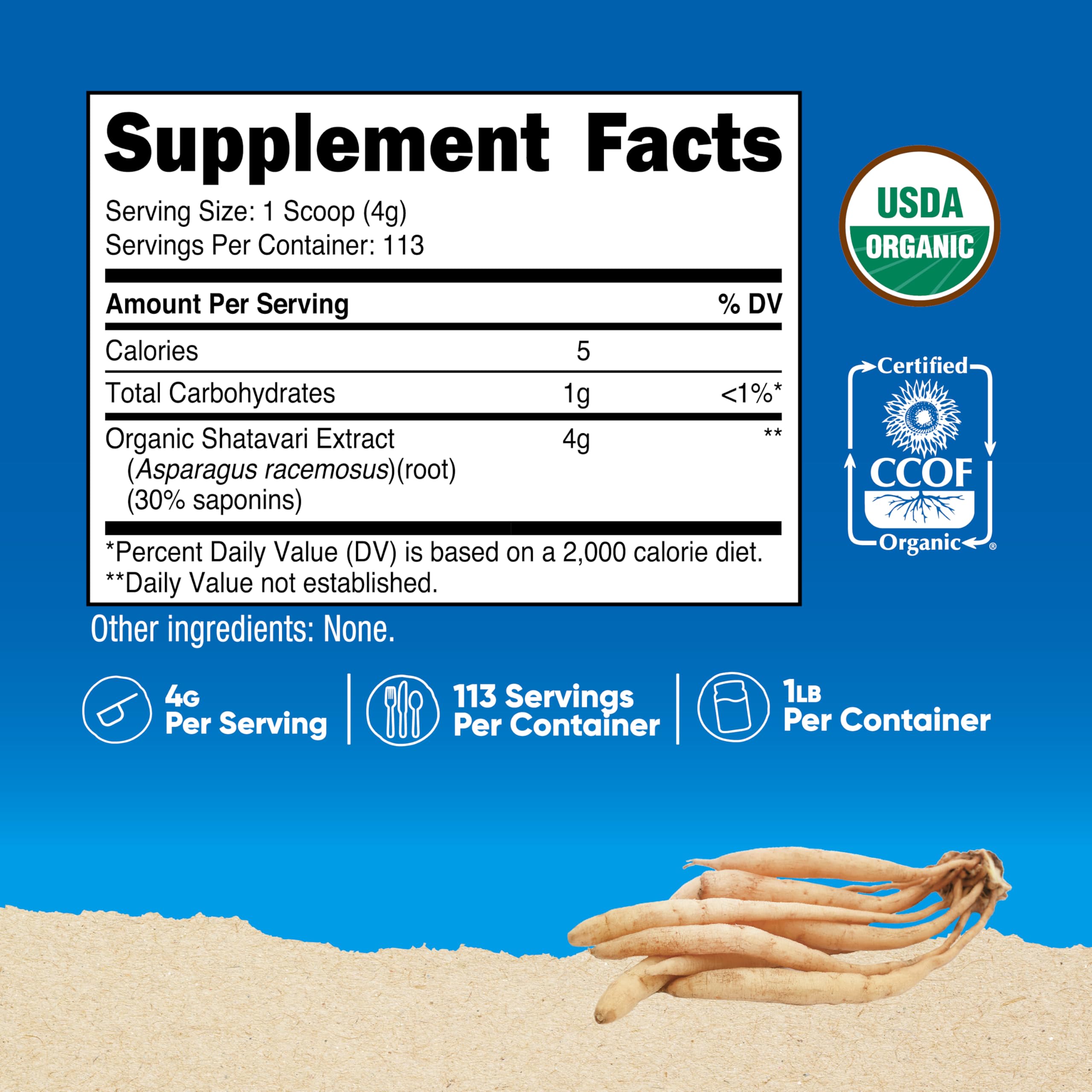 Nutricost Shatavari biologique: dosette fournie pour doser facilement et proprement.