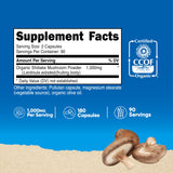 Capsule Nutricost Shiitake en gros plan, 500 mg par capsule pour simplicité.