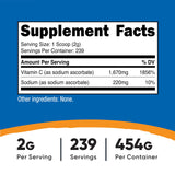 Nutricost poudre d'ascorbate de sodium avec cuillère-dose, dosage précis