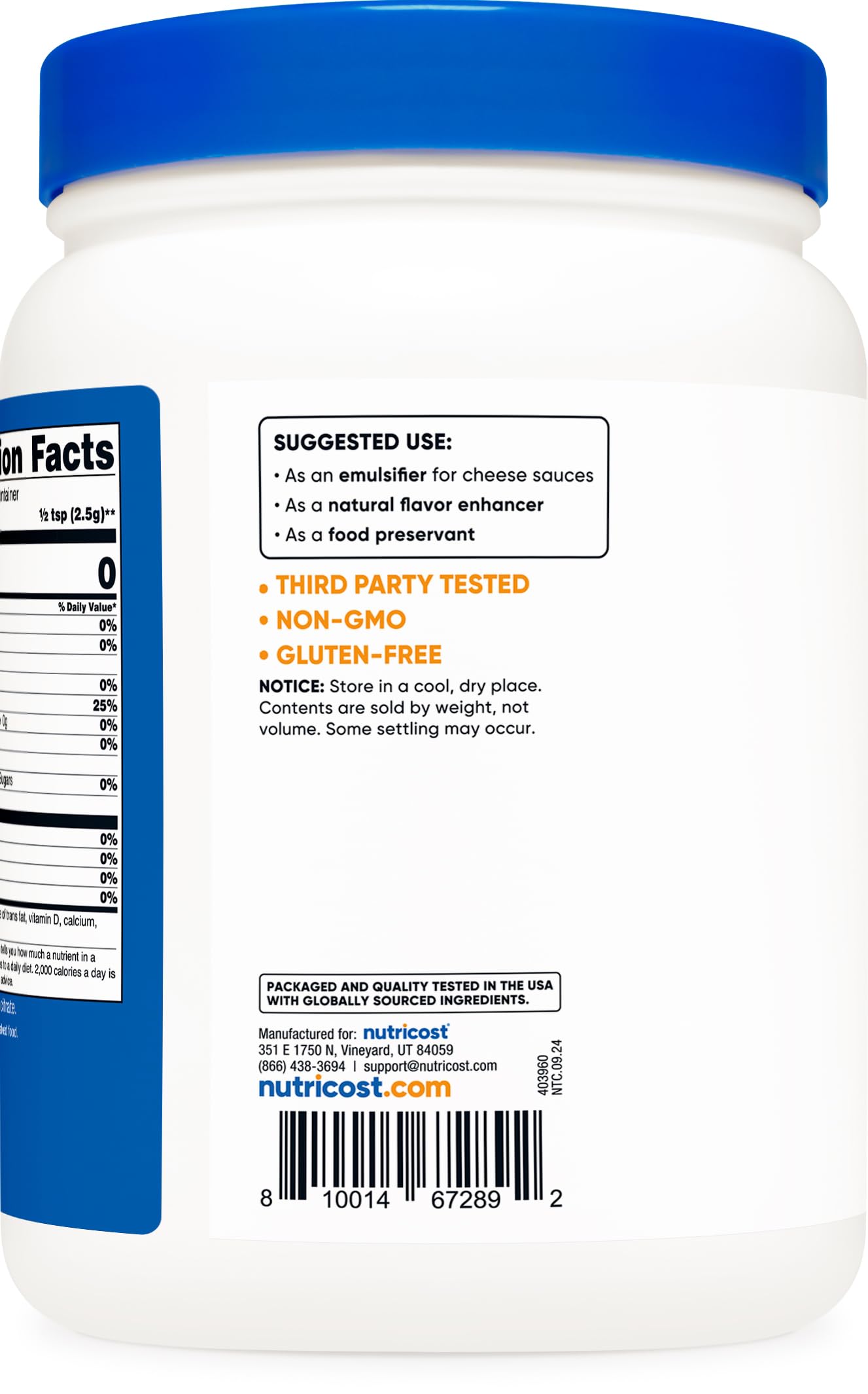Nutricost Citrate de sodium – améliore les saveurs dans sauces et plats