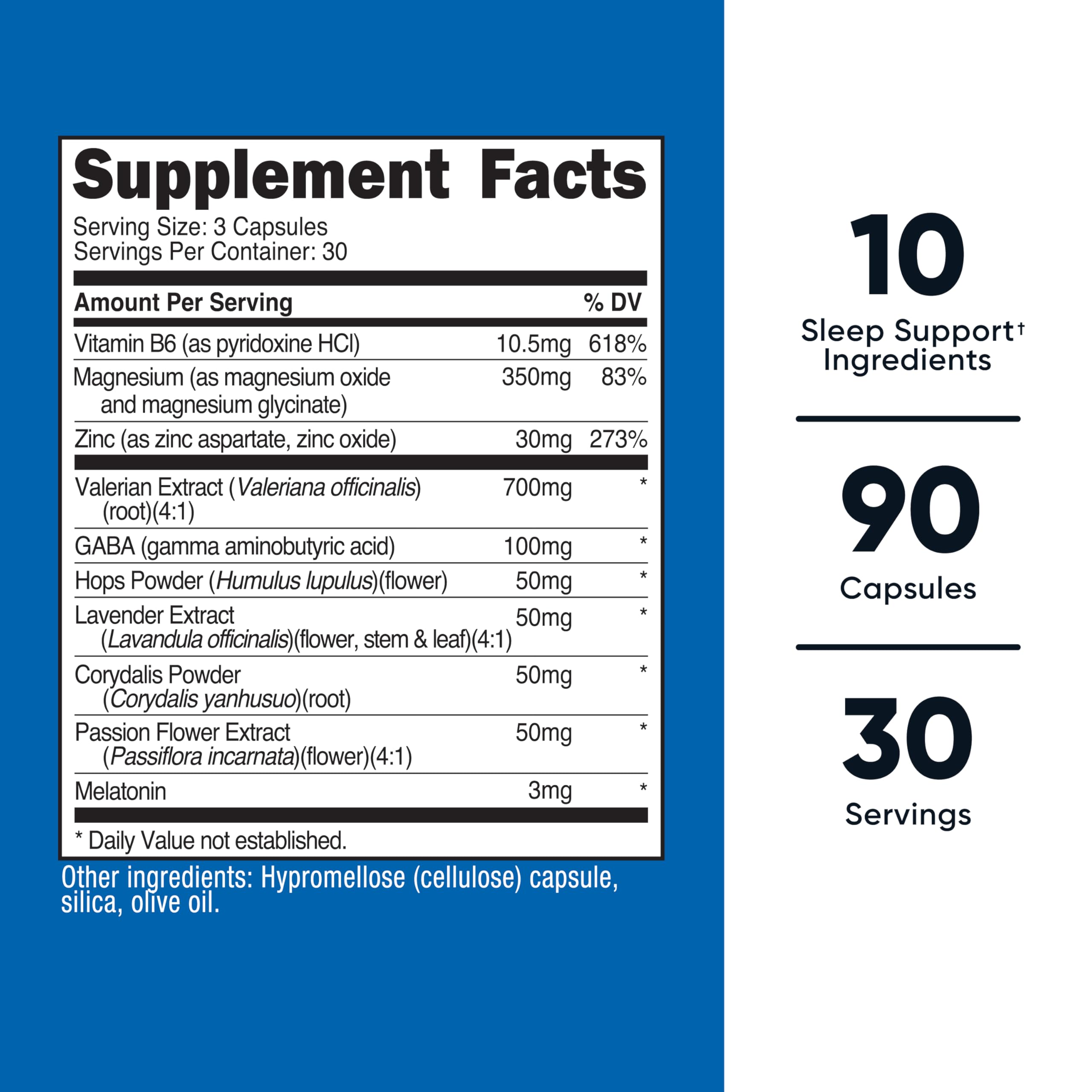 Nutricost Complexe Sommeil 1330 mg, gélules visibles et faciles à avaler.