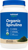 Nutricost Spiruline bio: poudre verte en bouteille prête à ajouter aux smoothies.