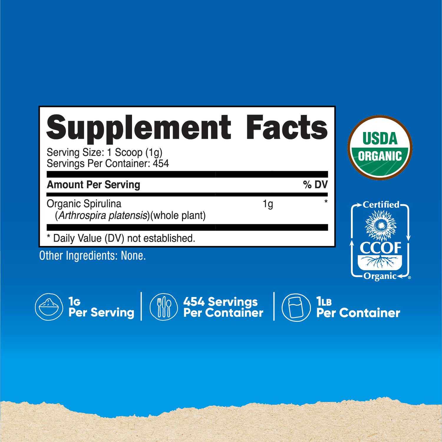 Nutricost Spiruline Bio – cuillère incluse pour dosage facile