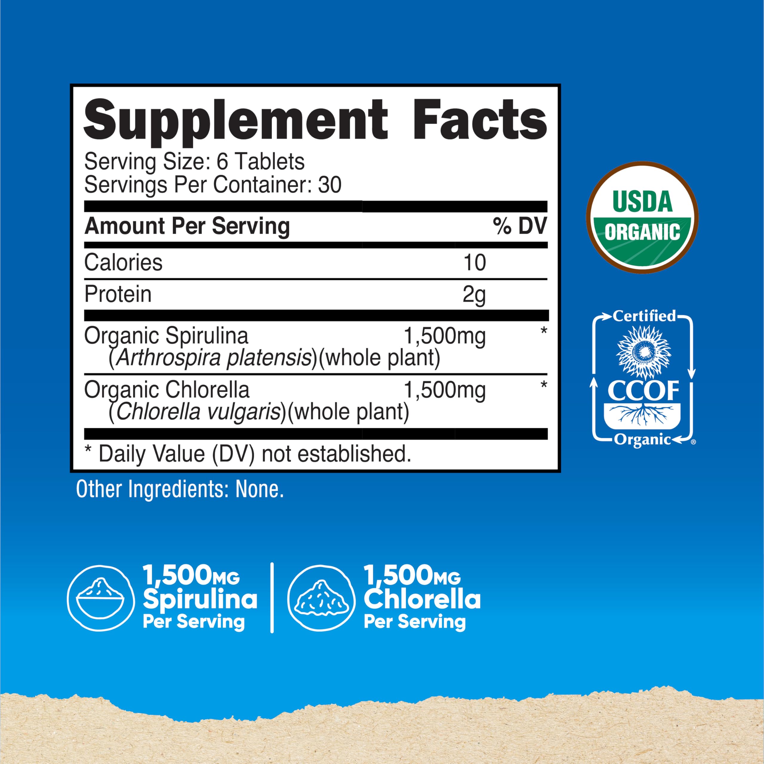 Nutricost Spiruline Chlorelle – étiquette indiquant certification biologique.