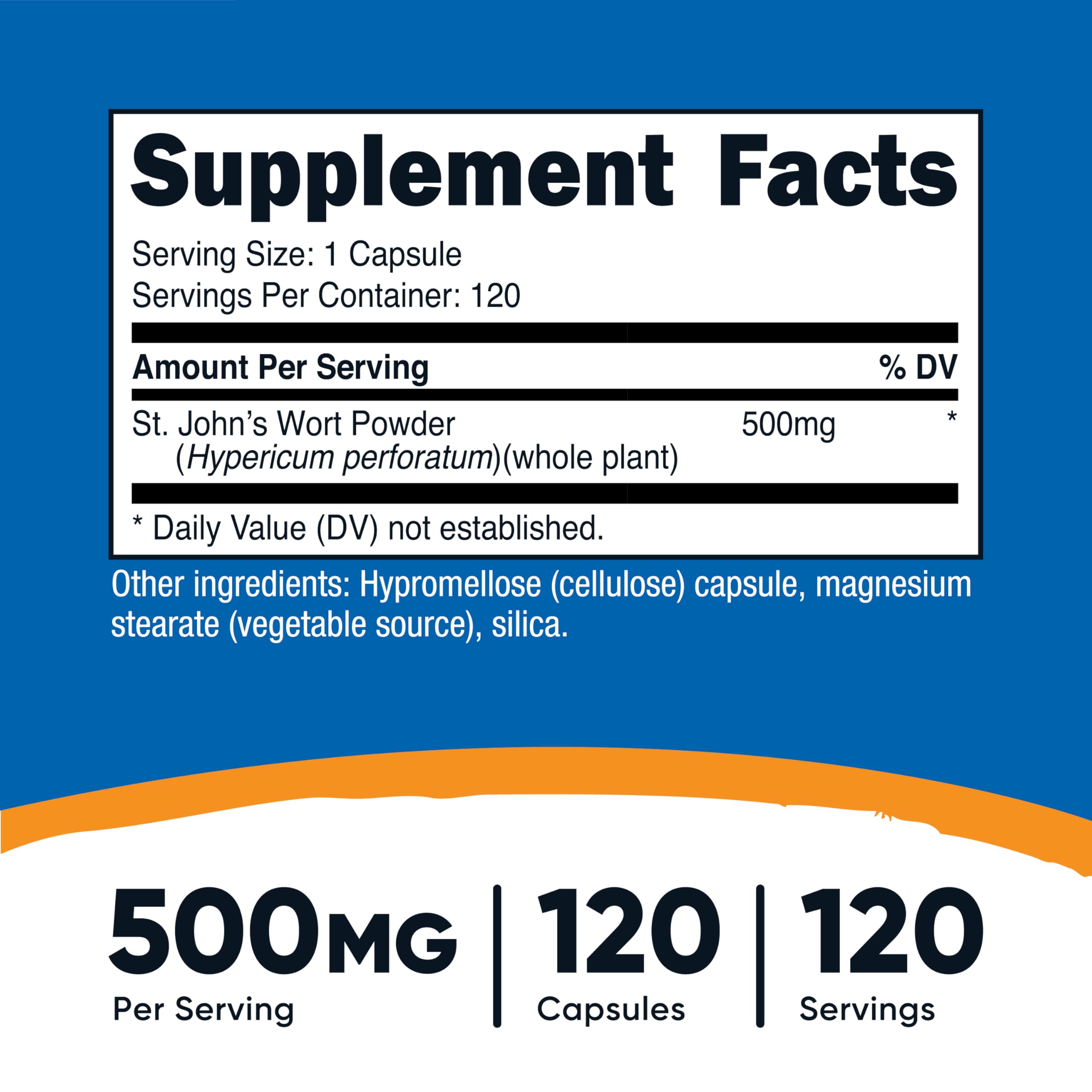 Nutricost Millepertuis capsules etiquette: informations claires et sécurité