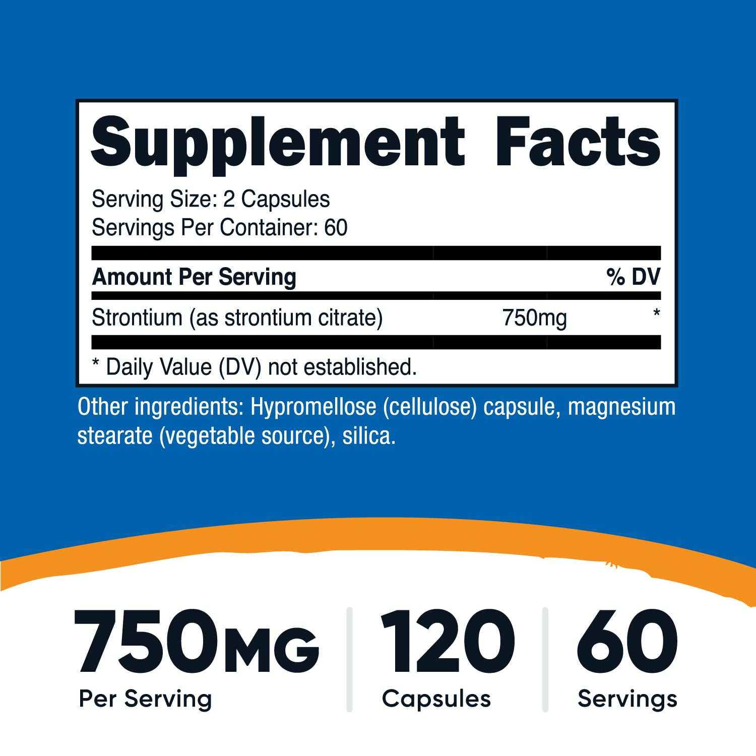 Nutricost Strontium capsules: 375 mg par capsule, portion pratique