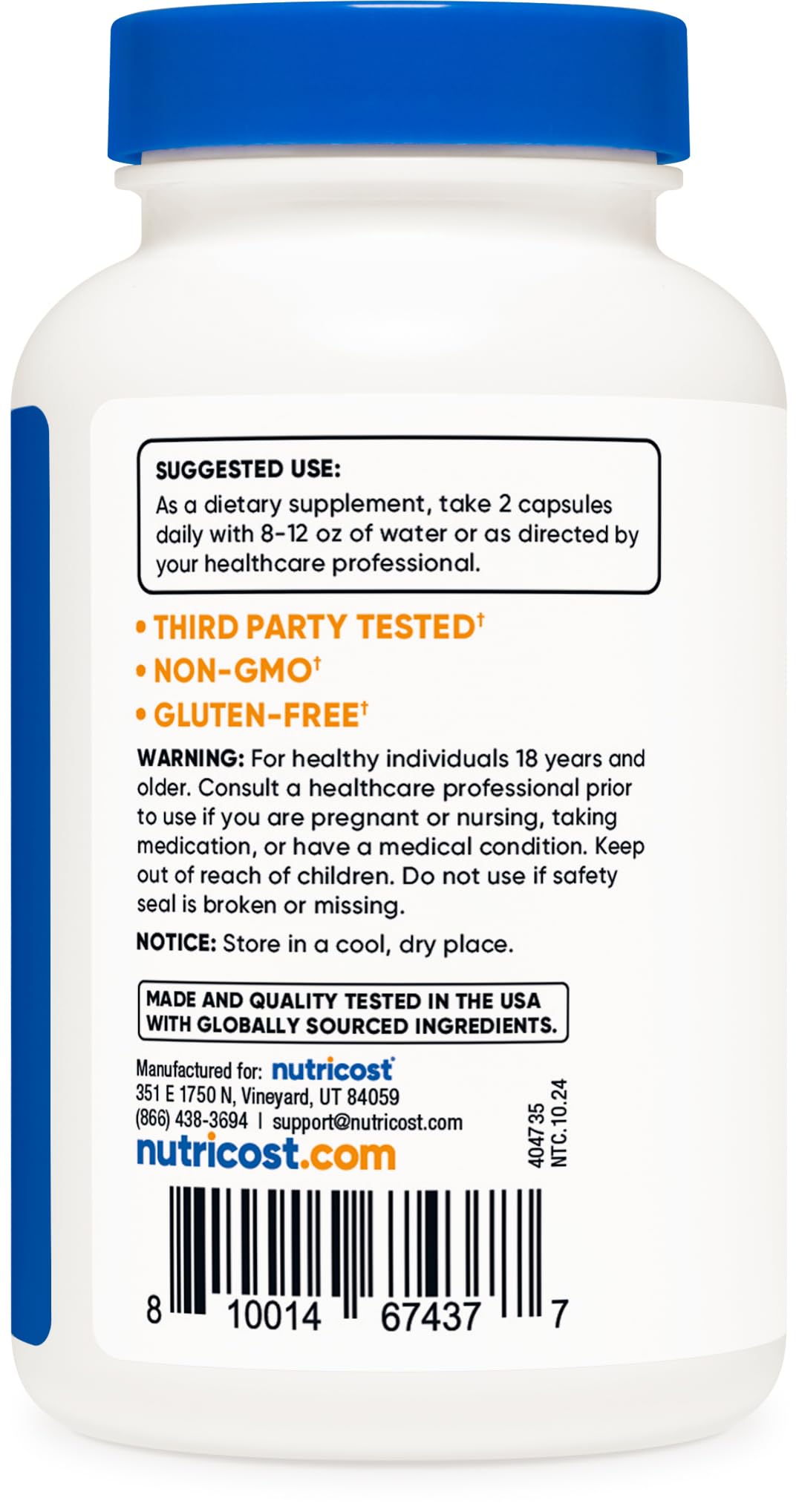 Nutricost Strontium capsules végétarien sans gluten et sans OGM