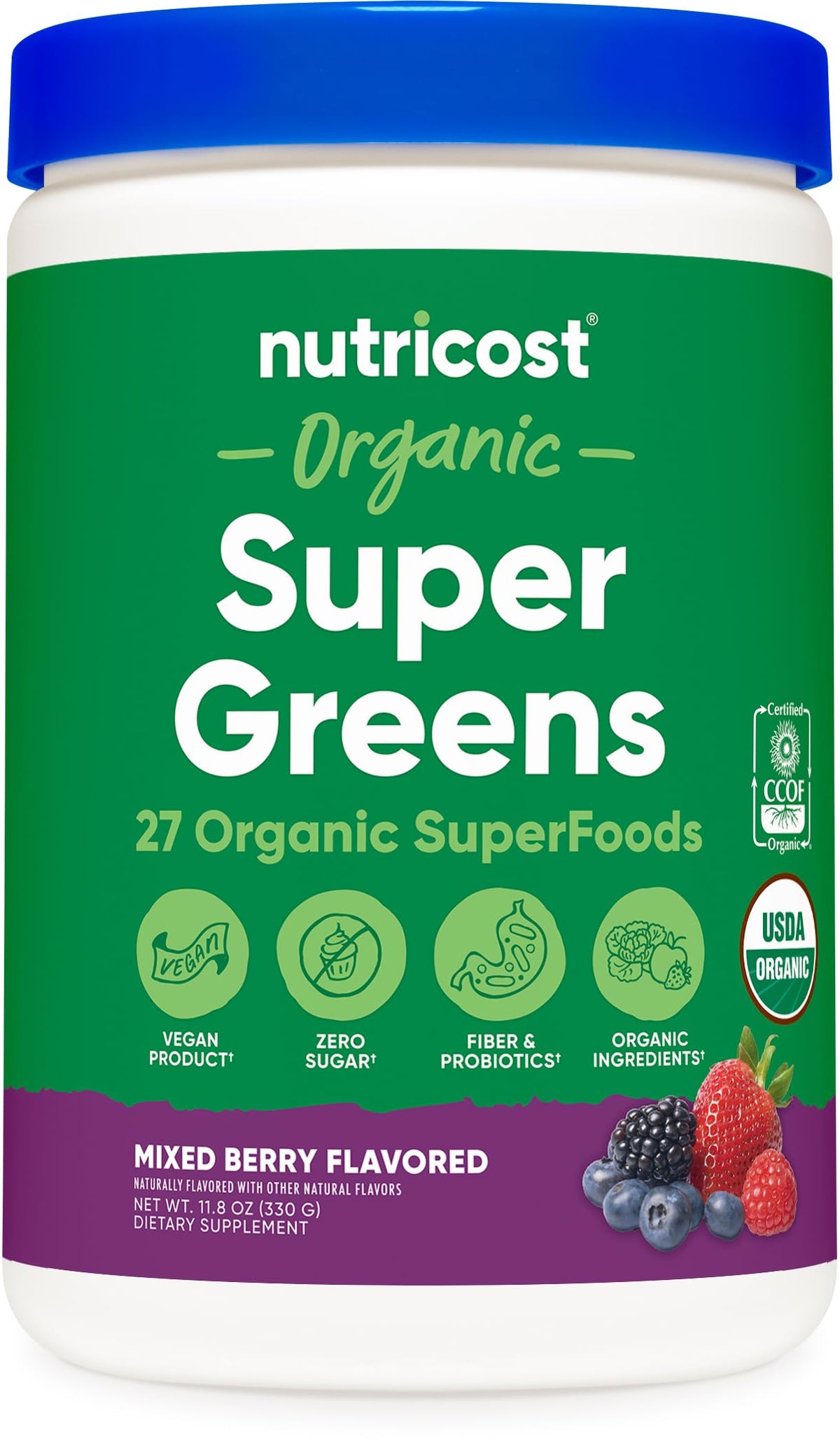 Nutricost Poudre Bio Super Aliments Verts en bouteille, prête à être mélangée