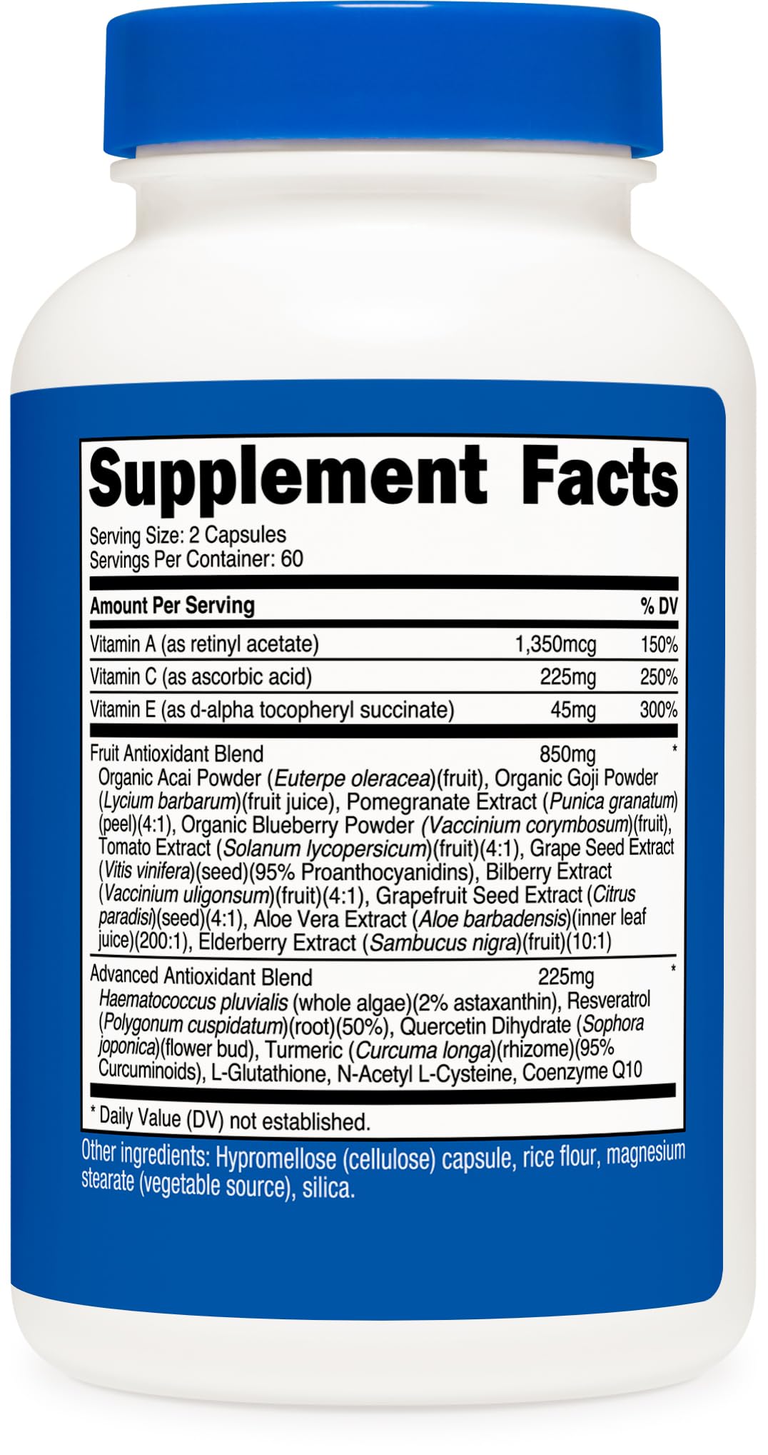 Nutricost Super Antioxydants, flacon pratique à emporter lors des repas.