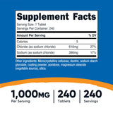 Nutricost tablettes chlorure de sodium dosage 1000 mg, dose précise pour le quotidien.
