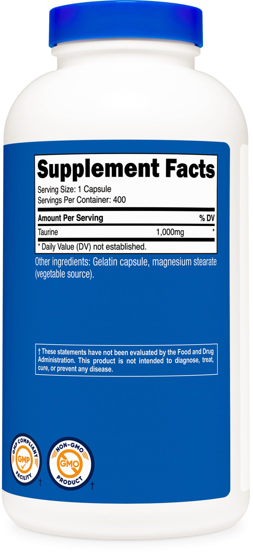 Nutricost Taurine 1000mg – Carte caractéristiques: détails de dosage et conseils d’utilisation.
