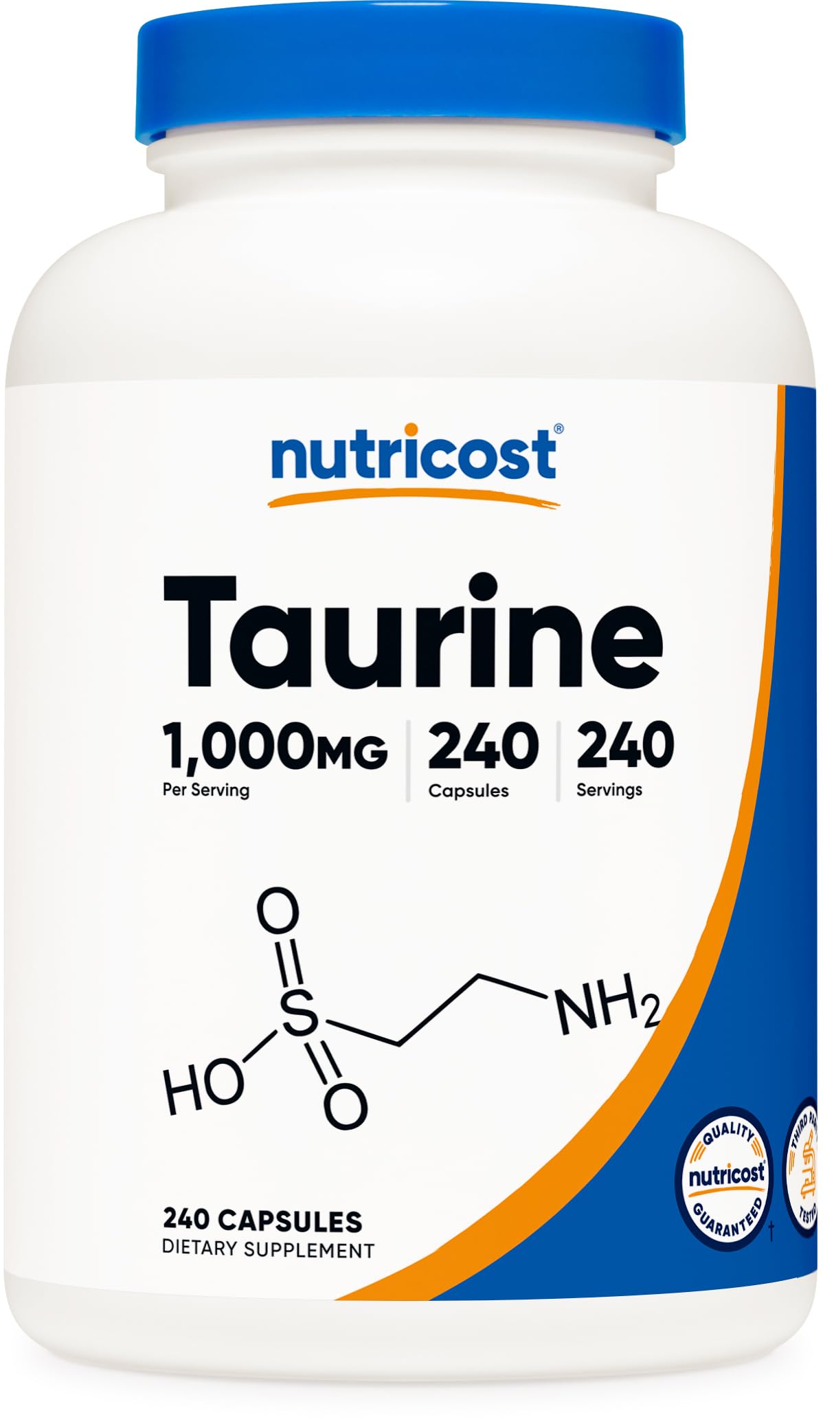 Nutricost Taurine 1000 mg, gélules dans la bouteille pour soutenir l énergie