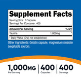 Nutricost Taurine 1000mg – Gélules: format pratique pour usage quotidien et déplacements.