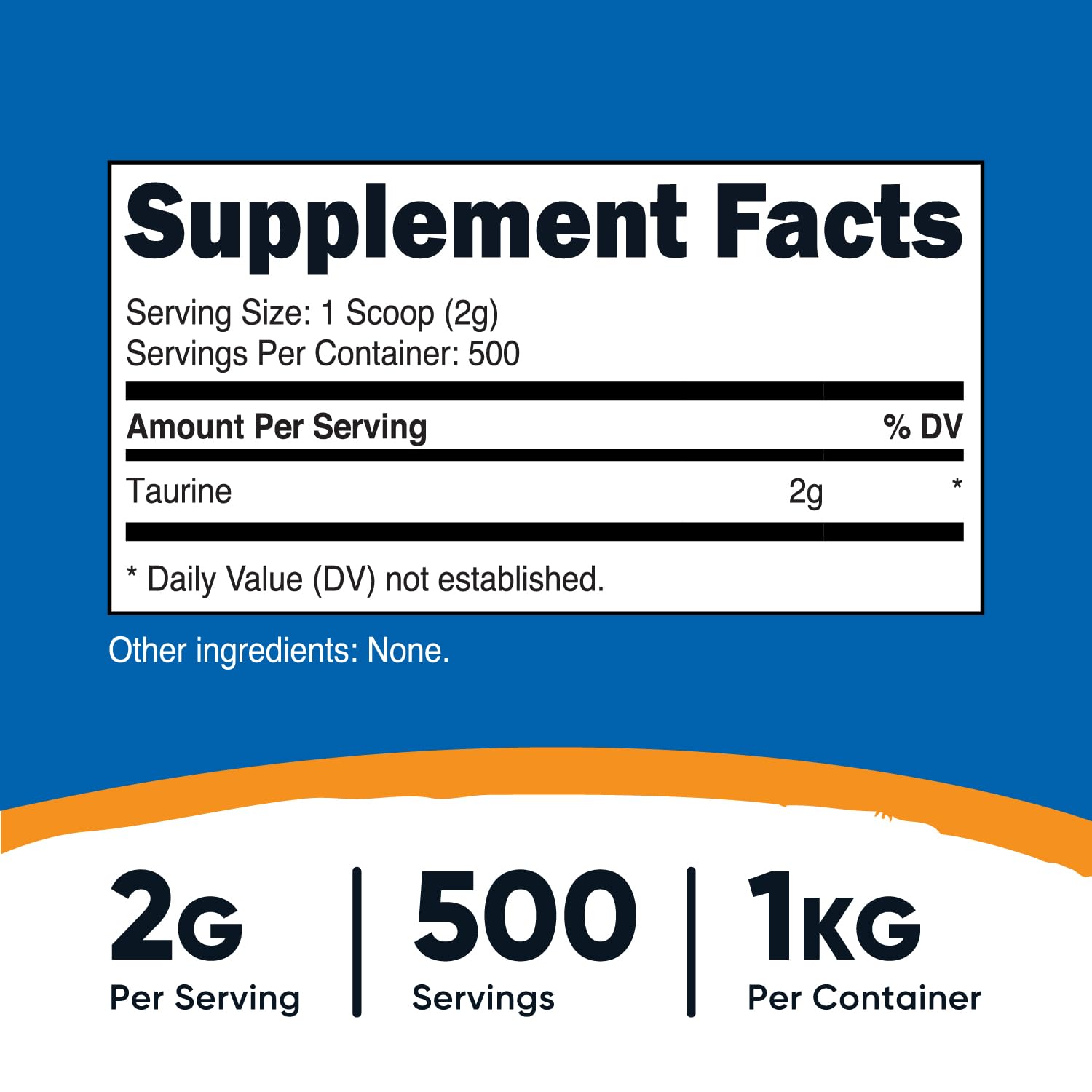 Nutricost Taurine Poudre — Doseur 2 g inclus, mesure précise à chaque prise.