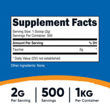 Nutricost Taurine Poudre — Doseur 2 g inclus, mesure précise à chaque prise.