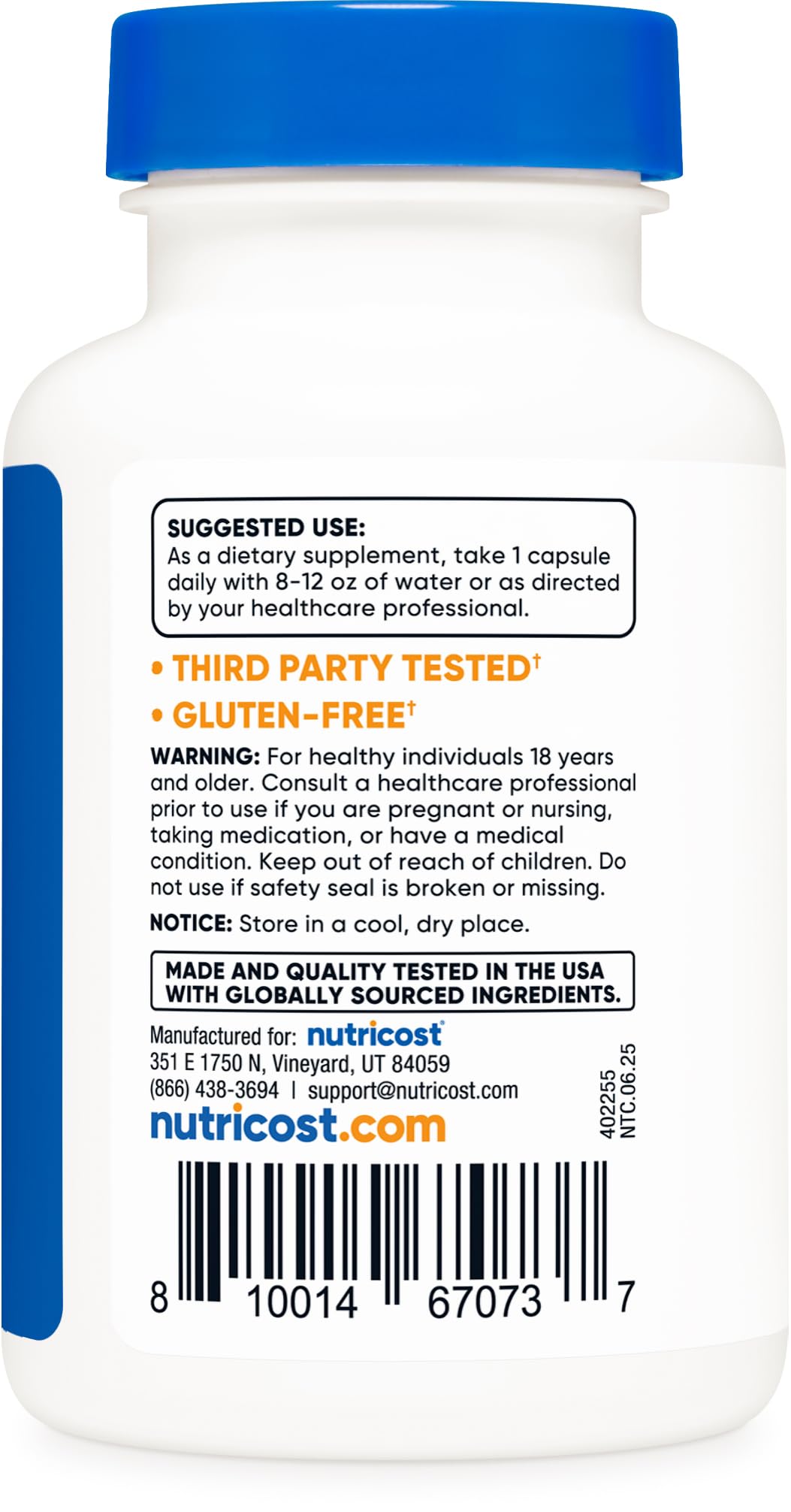 Nutricost Théobromine: certificat ISO démontrant les tests de qualité