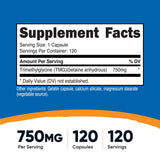 Nutricost TMG, capsules vues de près, faciles à avaler.
