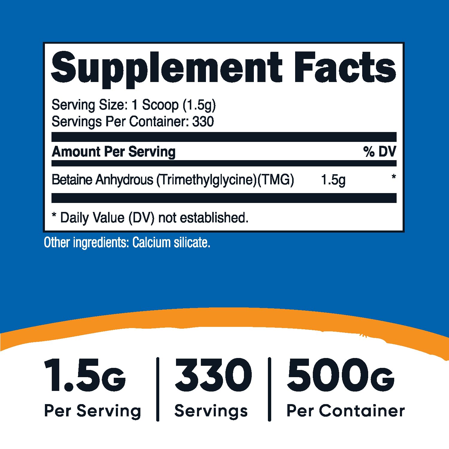 Nutricost TMG, cuillère-dose incluse, facilite le dosage.