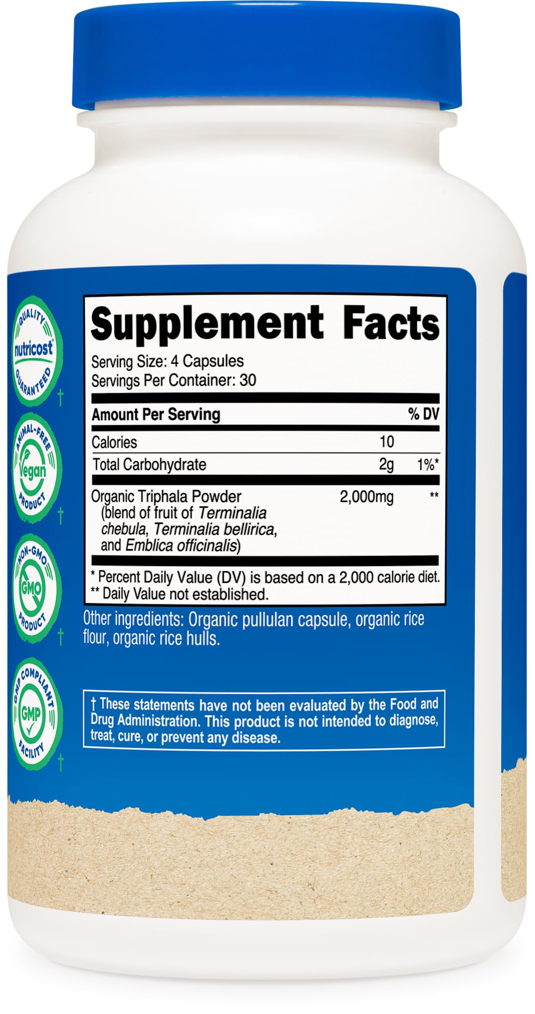 Nutricost Triphala – boîte emballage pratique pour transport et rangement.