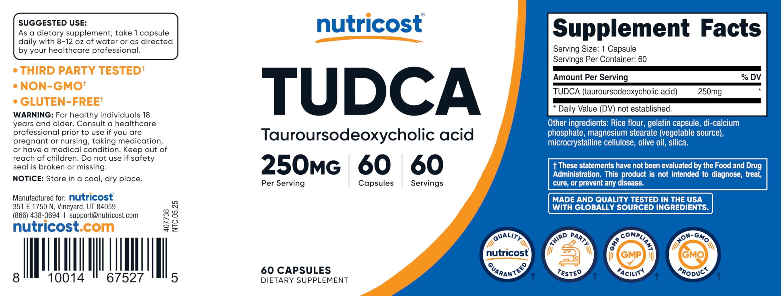 Laboratoire tiers vérifiant la qualité du Tudca Nutricost pour plus de traçabilité.