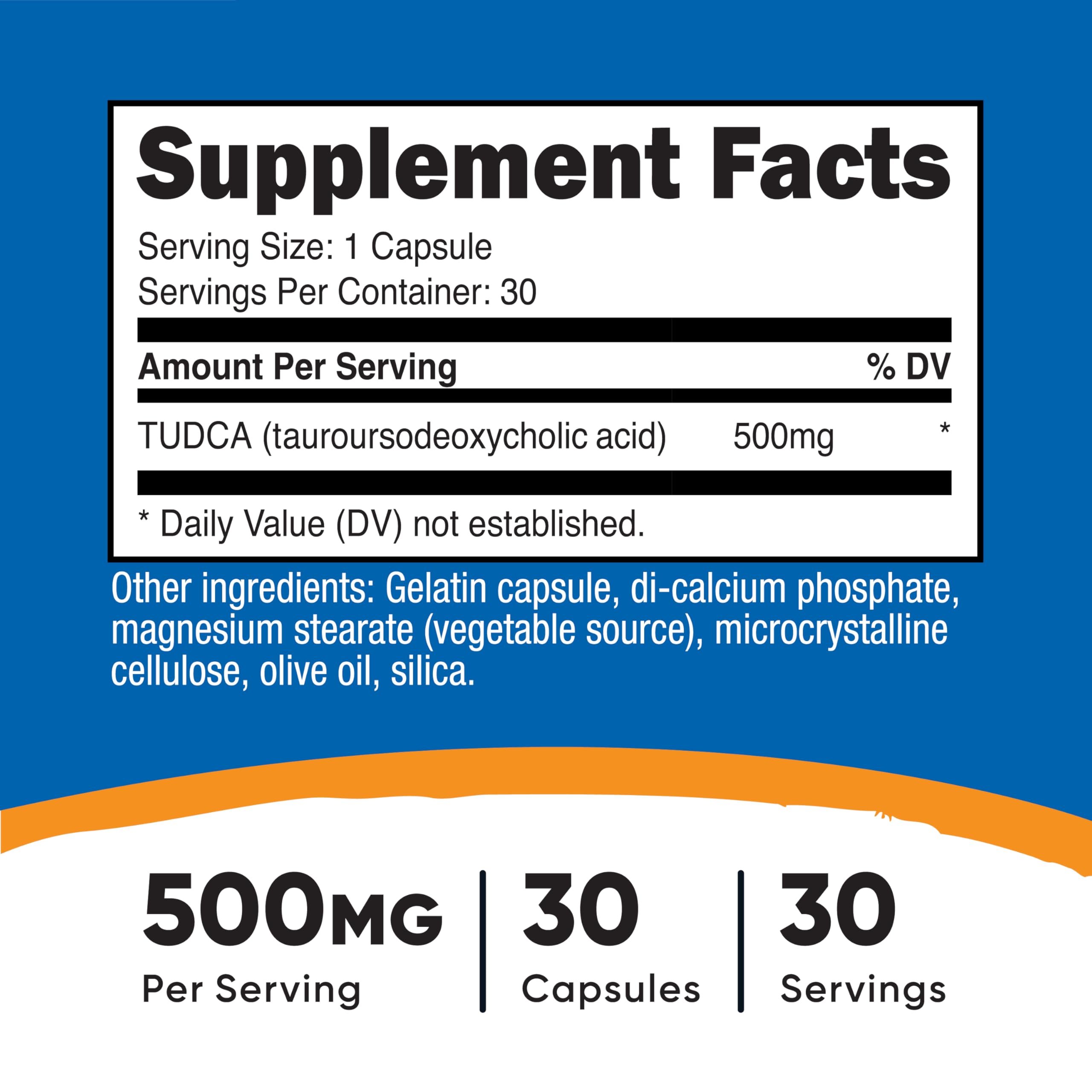 Nutricost Tudca 500mg capsules: capsules faciles à prendre au quotidien.