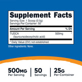 Nutricost Tudca poudre – dose incluse facilitant le dosage.