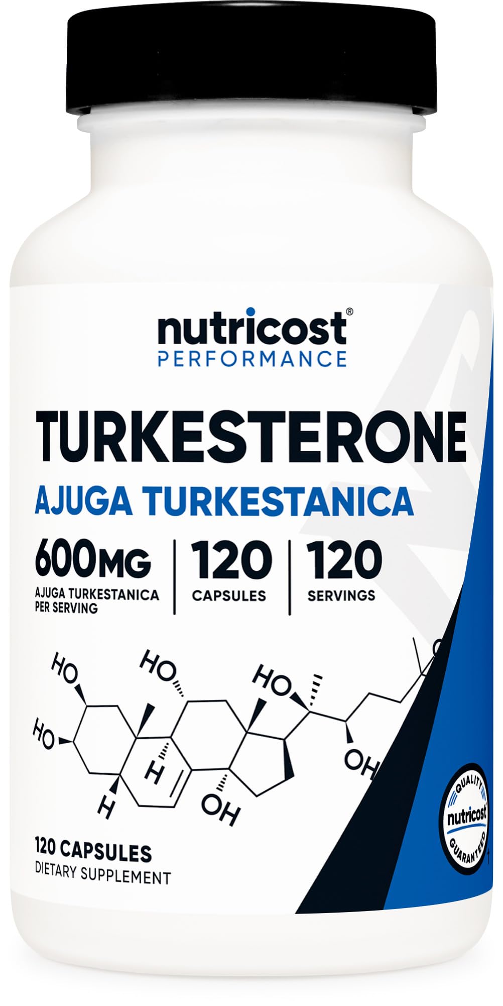 Nutricost Turkesterone, bouteille-capsules, énergie potentielle et récupération après l'effort