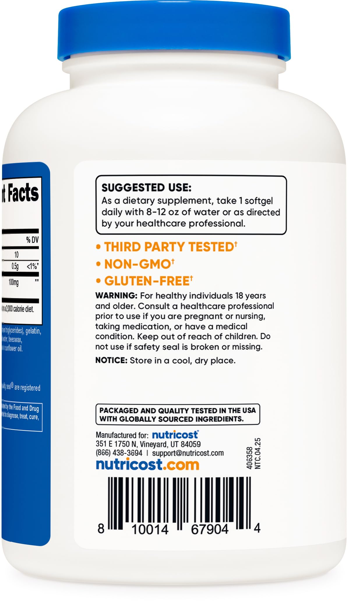 Nutricost Ubiquinol, laboratoire tiers certifié, pureté et sécurité garanties