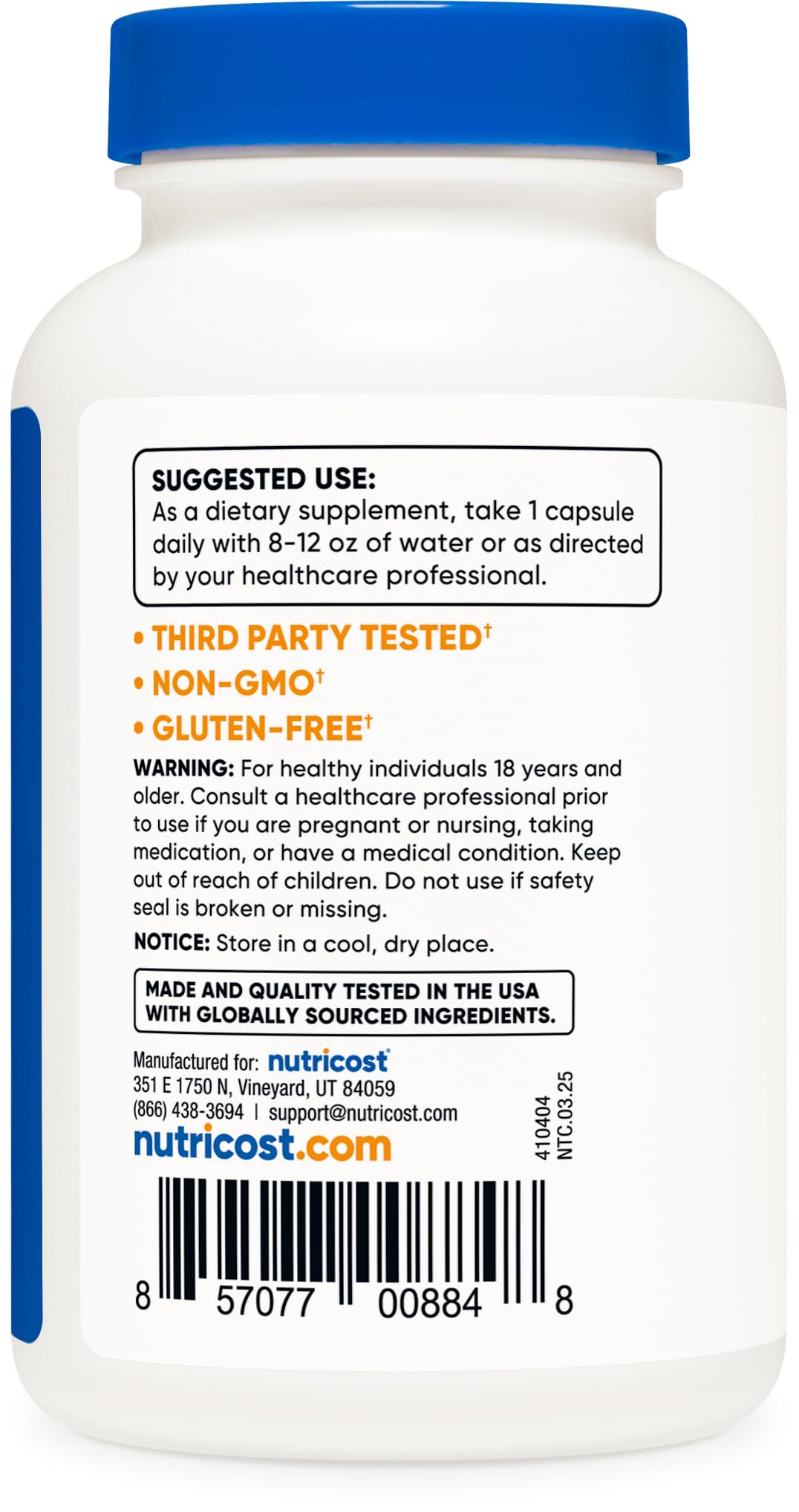 Usine certifiée NSF, GMP et FDA pour Nutricost