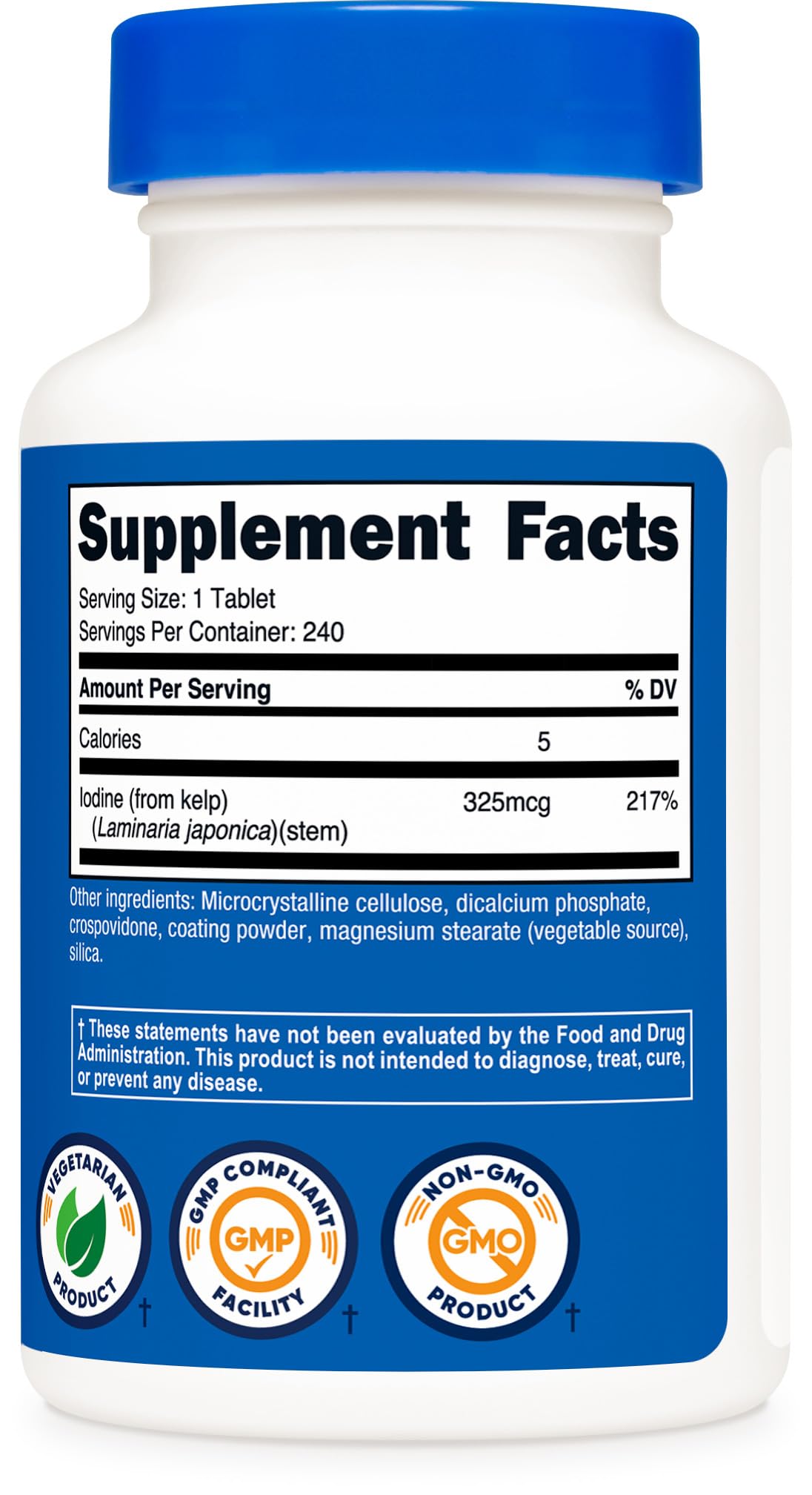 Utilisation quotidienne d'iode Nutricost, complément pratique et sûr.