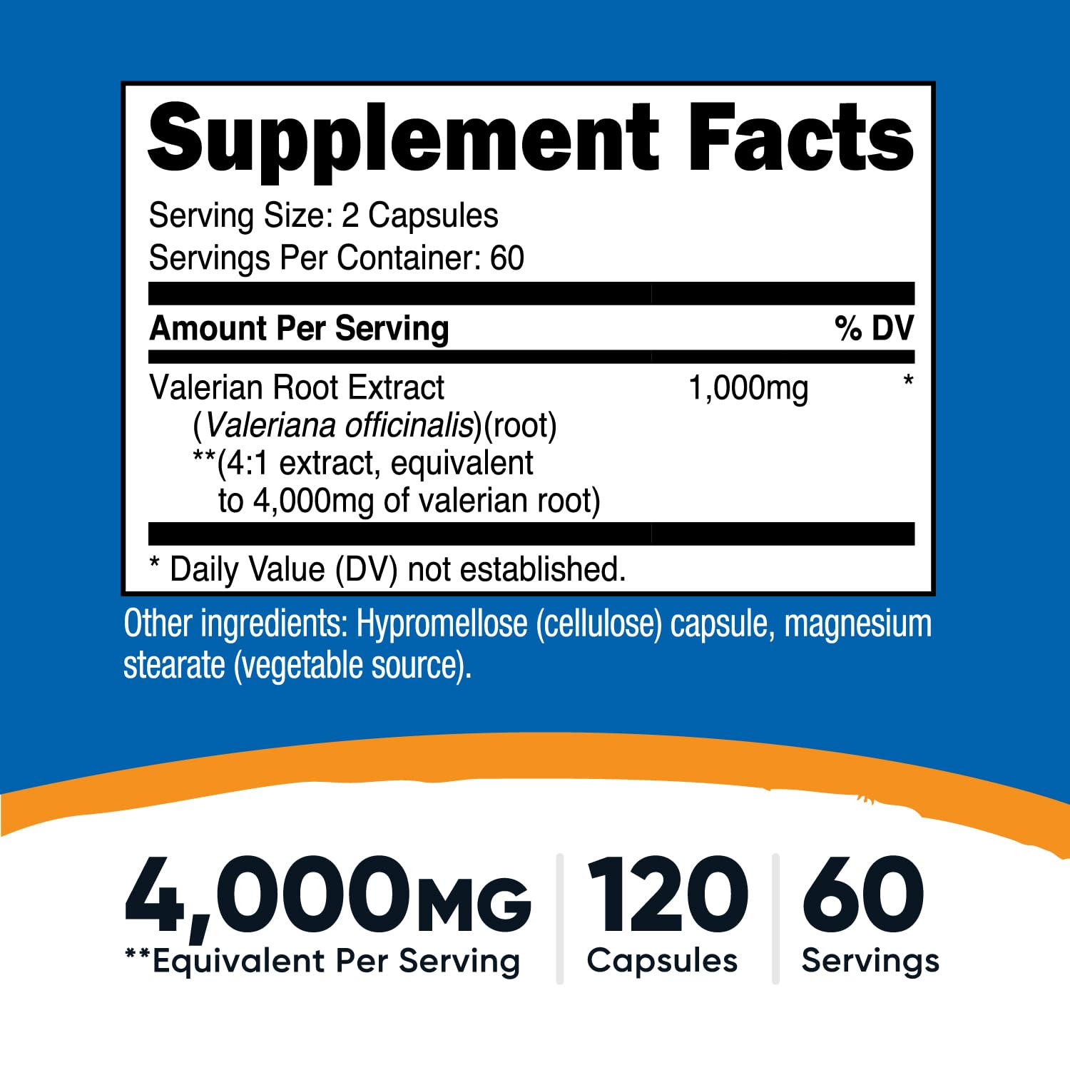 Nutricost Valeriane: dose par bouteille, faciles à prendre pour une routine relaxante.