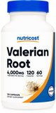 Nutricost Valeriane: gelules et bouteille, soutien potentiel au calme avant le sommeil.