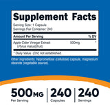 Nutricost Vinaigre de Pomme – capsules avec la mère, format pratique.