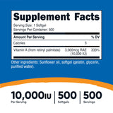 Nutricost Vitamine A 10 000 UI – gélules molles, format facile à consommer.