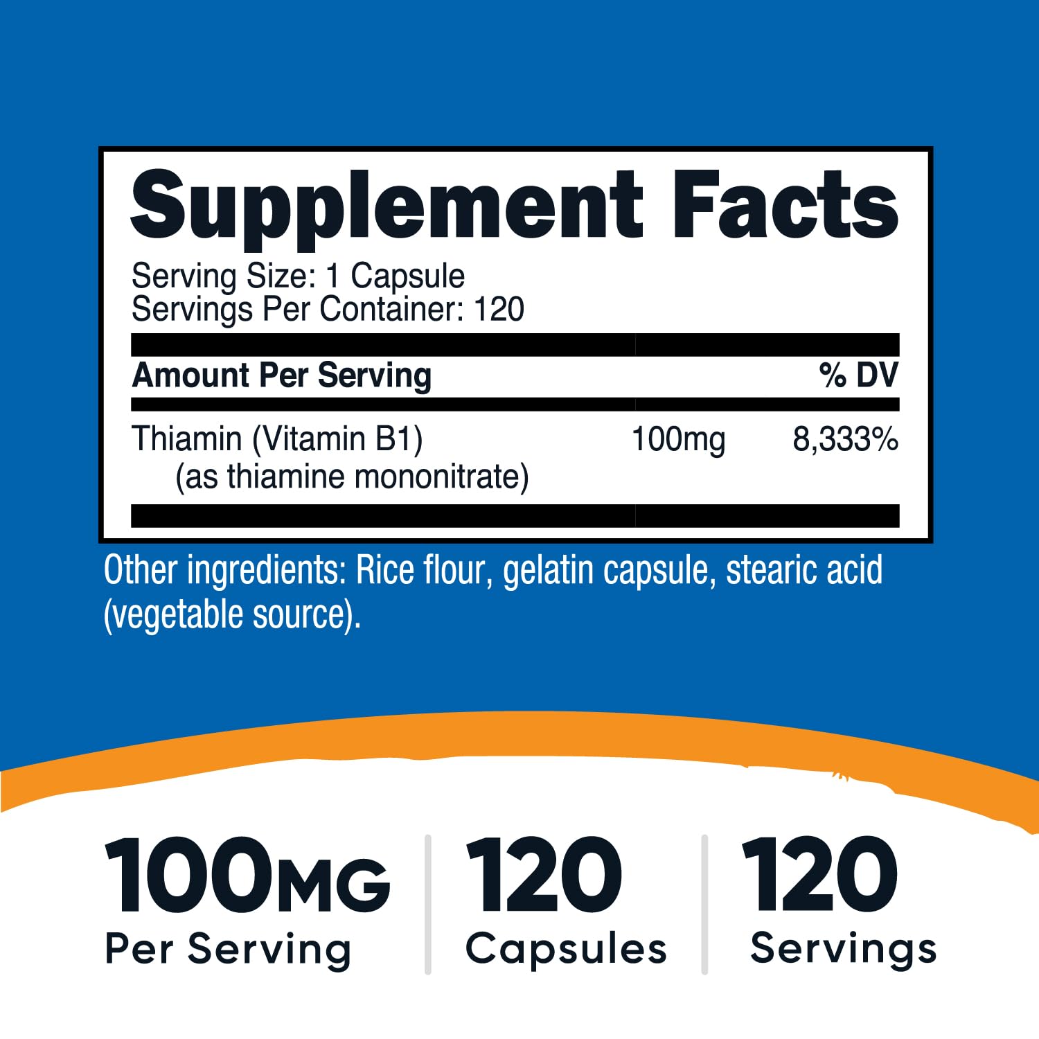 Nutricost Vitamine B1 capsules, format pratique pour un apport journalier sans gluten