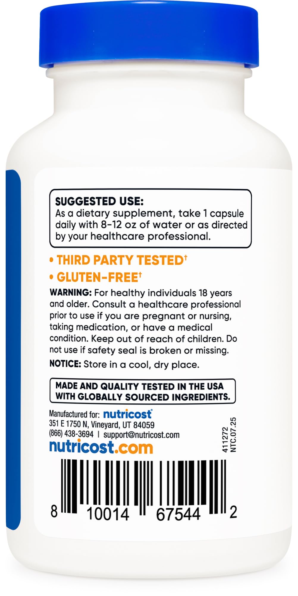 Nutricost Vitamine B2 400 mg — emballage 120 capsules pratique pour le quotidien.