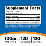 Nutricost Vitamine B2 gélules, prise simple pour soutenir le métabolisme des nutriments.