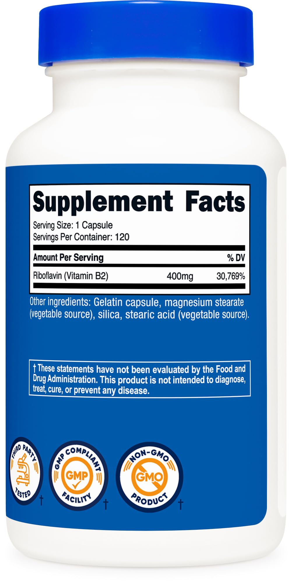 Nutricost Vitamine B2 400 mg — utilisation quotidienne simple pour soutenir votre routine.