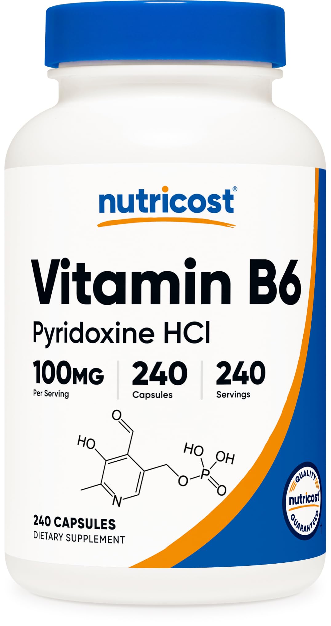 Nutricost vitamine B6 100 mg en flacon, gélules faciles à avaler